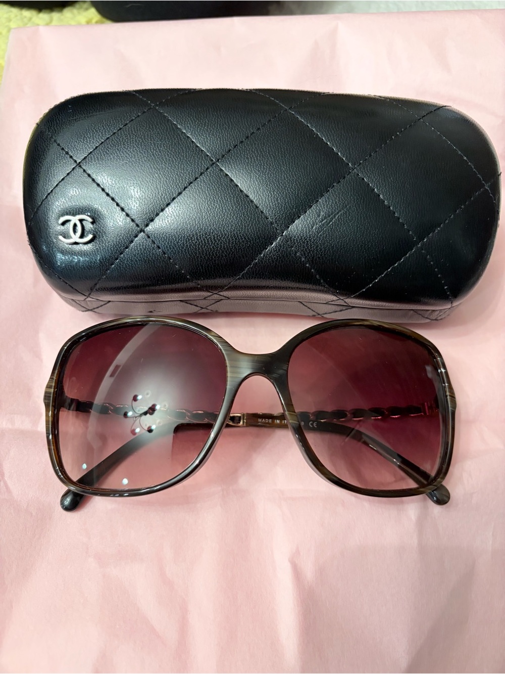 CHANEL Brown Gradient Oversized Square Sunglasses
